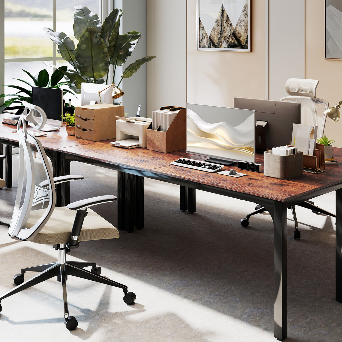 Schreibtisch, Computertisch, rustikales Design, viel Platz, Spanplatte, Braun
