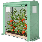 Mini Greenhouse, Garden Tomato Growhouse with Roll-Up Door and 2 Mesh Windows, PE Cover, 200 x 75 x 188 cm, Green