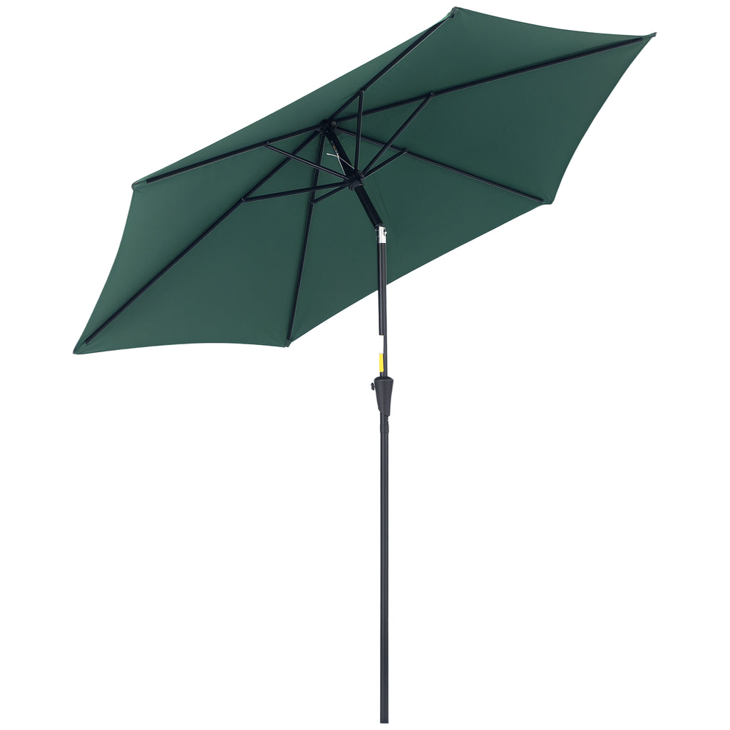  Knickschirm Sonnenschirm Gartenschirm Marktschirm mit Handkurbel Alu 180/㎡ Polyester Dunkelgrün ∅2,6 x 2,35 m
