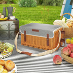 Picknickkorb aus Weidenholz Picknickkoffer für 4 Personen mit Picknickdecke Besteck Set, Flascheöffner Hellbraun