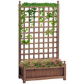 Hochbeet Pflanzkasten mit Rankgitter Blumenkasten Rankkasten Rosenbogen mit  Rankhilfe für Kletterpflanzen Garten Holz Dunkelbraun 64 x 28 x 120 cm