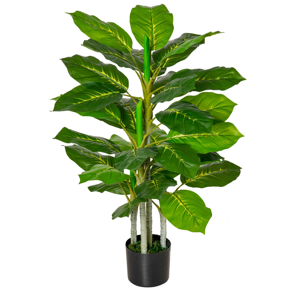 Künstlicher Baum 95 cm Kunstpflanze mit 33 Blättern, Topf für Wohnzimmer