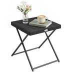 Square PE Wicker Rattan Folding Table - Black