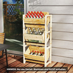 Getr?nkekistenregal f¨¹r 3 Getr?nkekisten Getr?nkeregal Holz Kistenregal mit 3 Ebenen 56 x 32 x 112 cm Naturholz