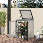 3-tier Wood Greenhouse Garden Polycarbonate Cold Frame Balcony Grow House w/ Storage Shelf for Plants, Flowers, Dark Grey