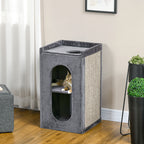 81cm Cat Scratching Barrel, with Two Cat Houses for Indoor Cats, Grey