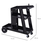 Schwei?wagen, 3 Ablagen, Sicherheitskette, 4 R?der, Stahl, 71 x 39 x 70cm, Schwarz