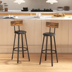 Set of Two Industrial-Style Bar Stools - Brown/Black