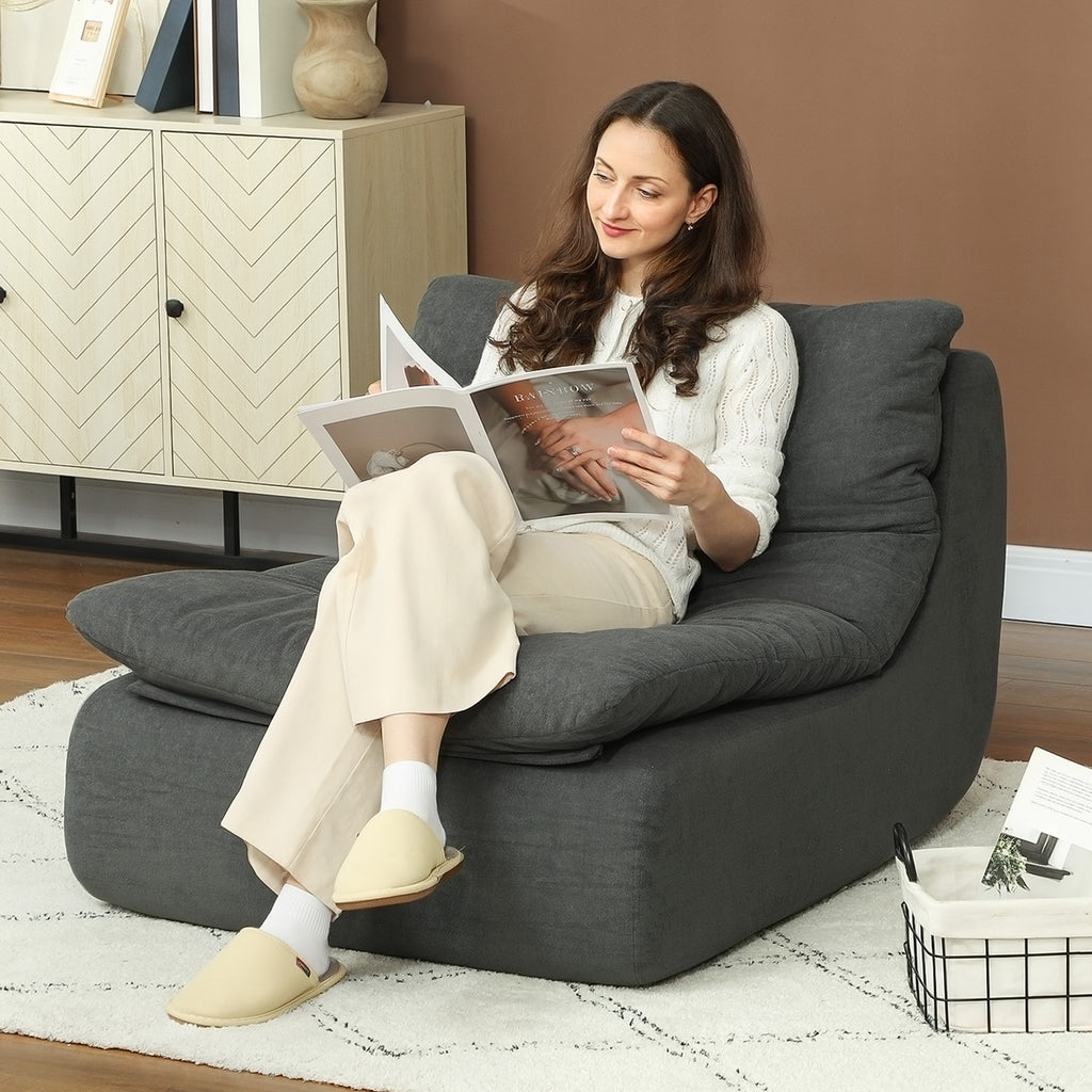 Schaumstoff-Bodensessel, Liegesessel, Lounge-Sessel f¨¹r Wohnzimmer, Schlafzimmer, Grau