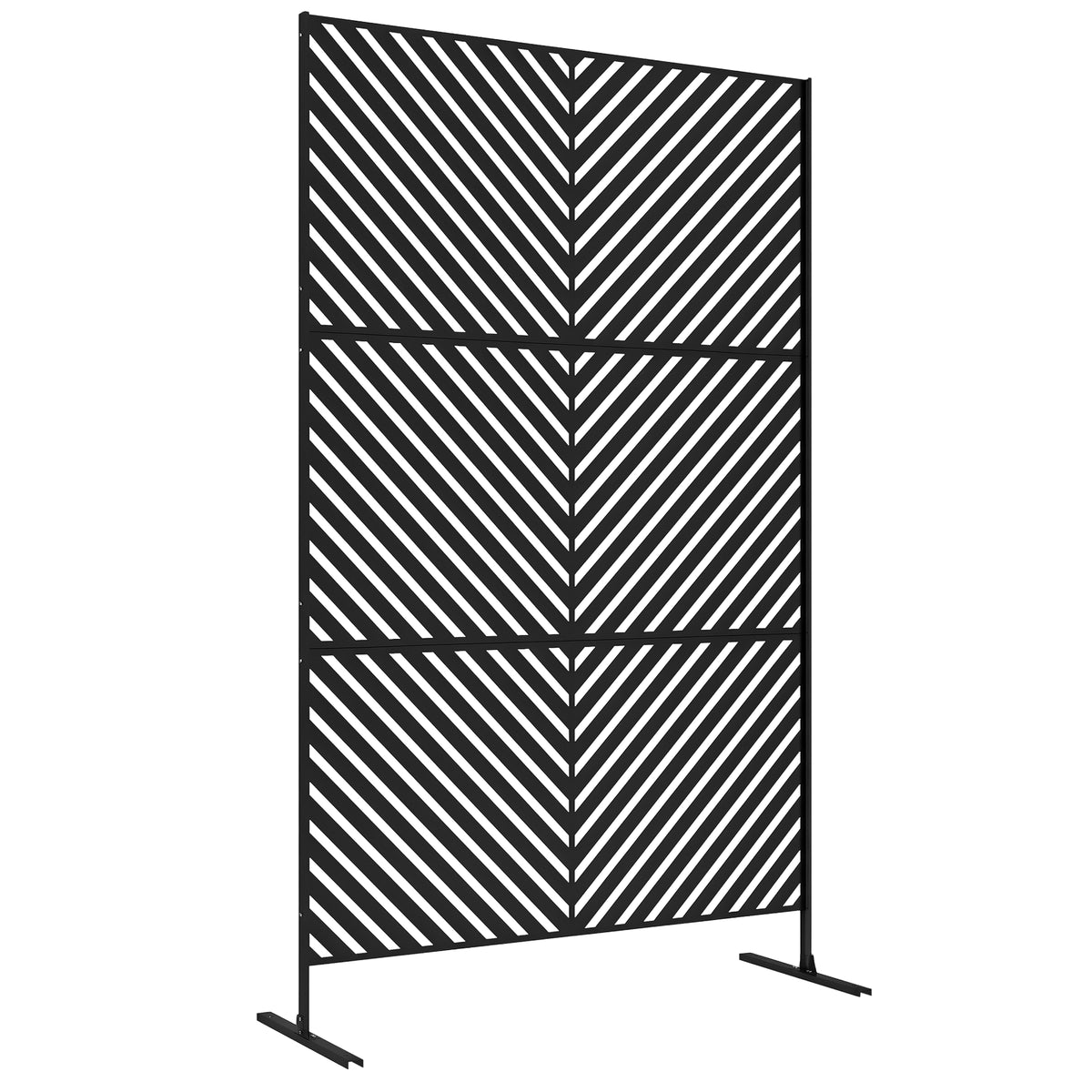 6.5FT Decorative Outdoor Divider, Metal Privacy Screen with Stand, Triangle Style, Black