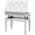 Klavierbank Höhenverstellbar mit Stauraum 54,5x33x48-58cm Weiß