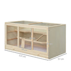 Wooden Hamster Cage, Small Animals Hutch with Tray, Openable Top, Exercise Play House Pen, 115L x 57W x 55Hcm, Natural