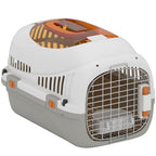 Plastic Pet Carrier Hard Shell Dog Cat Carrier Max 4 KG Steel Door Feed Bowl Secure Lock 49 x 32 x 31 cm