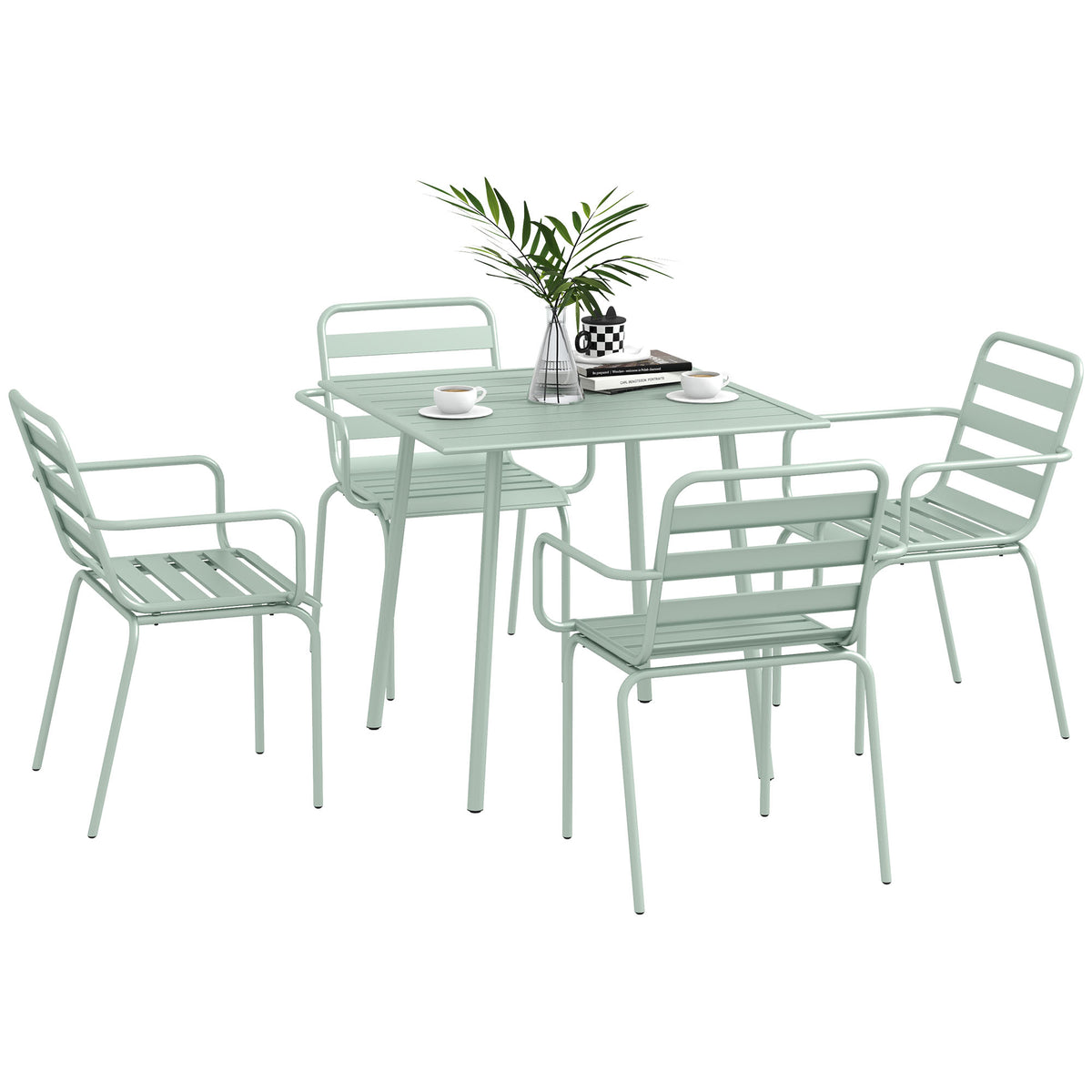 5-teilige Gartensitzgruppe Outdoor Sitzgruppe Gartenmöbel-Set, wetterbeständig, modernes Design, 80 x 80 x 74 cm, Grün