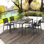 Five-Piece Casual Outdoor Dining Set, with Wood-Effect Table - Grey