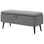Sitzbank mit Stauraum Polsterbank mit Leinenoptik, Sitztruhe mit Stahlbeine 102 x 40 x 44 cm, Grau