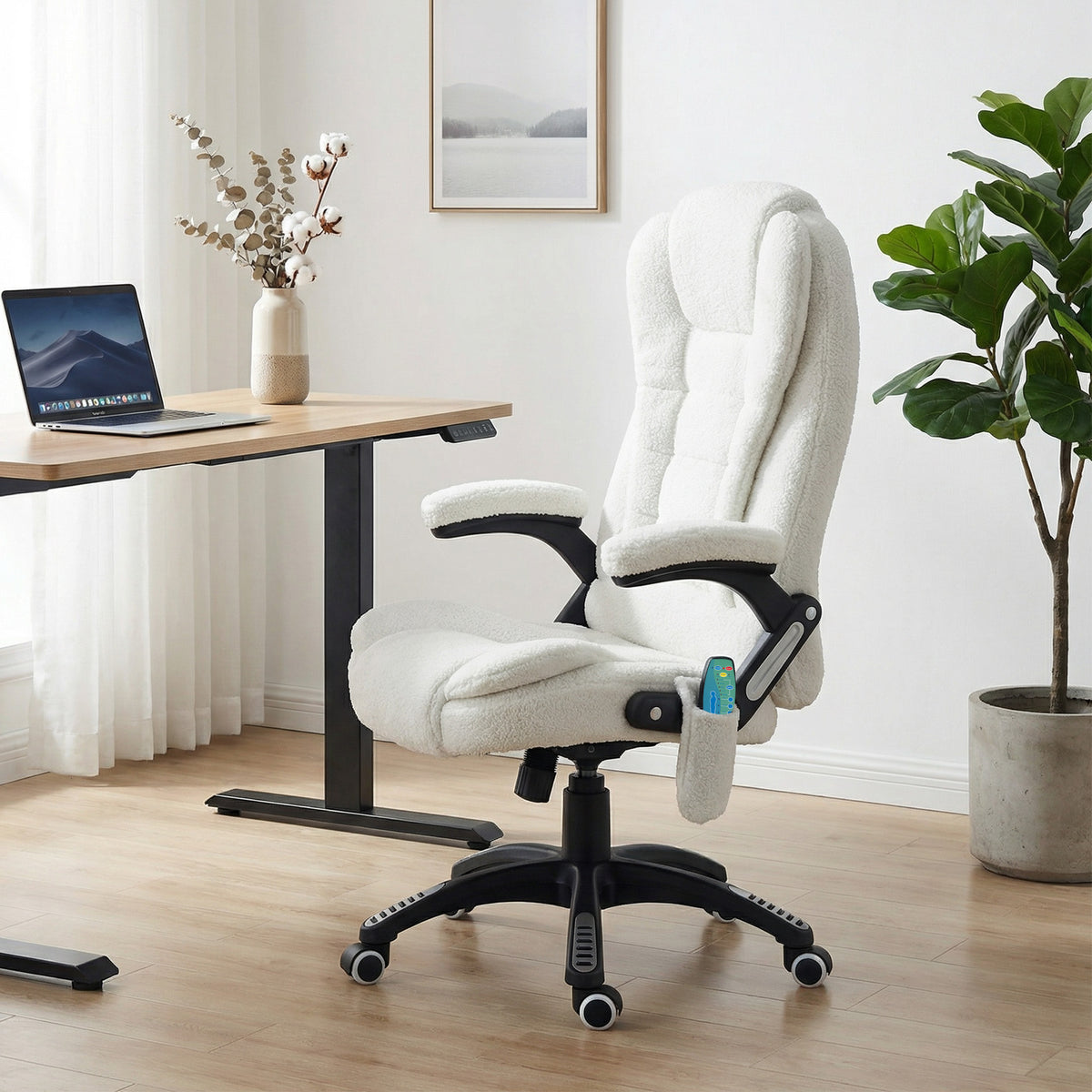 B¨¹rosessel Massagefunktion Massageb¨¹rostuhl, Massagefunktion, h?henverstellbar, 67 x 74 x 107-116 cm, Wei?