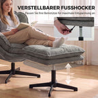 Relaxsessel mit Höhenverstellbaren Hocker, für Wohnzimmer, Grau