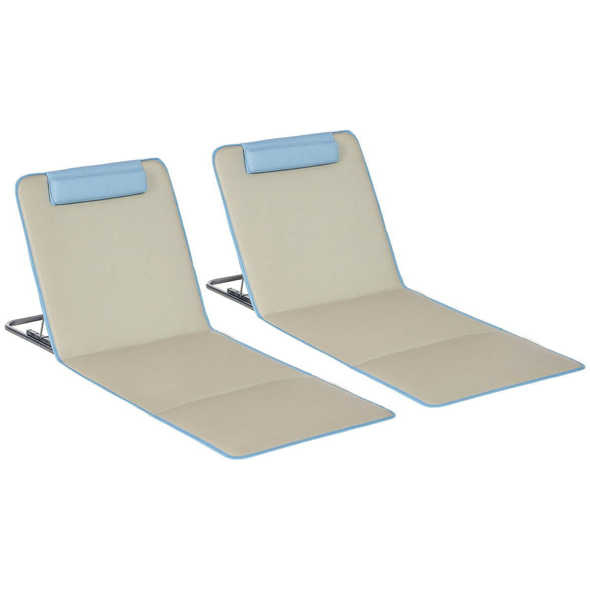2er-Set Strandmatte, verstellbar, faltbar, 124L x 53B x 37-50H cm, Beige