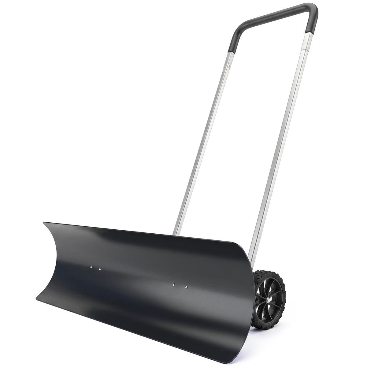Schneeschieber groß 95 cm extra breit Aluminium Schneeschaufel mit Rädern verstellbar & rutschfest Griff, angewinkelt