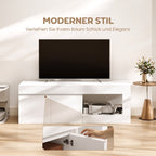 TV Schrank mit 2 Türen Soft-Close-Funktion Weiß 140 x 40 x 48 cm