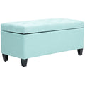 Sitzbank, Polsterbank mit Stauraum, leinenartiges?Polyester, Kautschukholz, 100 x 40 x 44 cm, Gr¨¹n