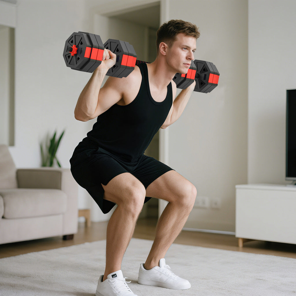 6-in-1 Hantelset Kurzhantel Set Kurzhanteln Langhanteln verstellbar 25 KG für Krafttraining Zuhause