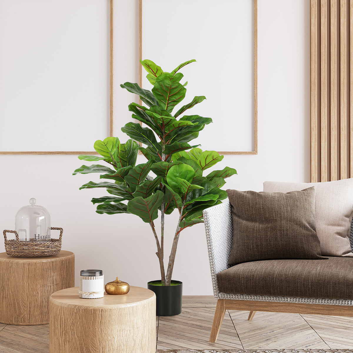 K¨¹nstliche Geigen-Feigenbaum 110cm Kunstpflanze, Plastik K¨¹nstliche Pflanzen im Topf, Dekoration Geschenk