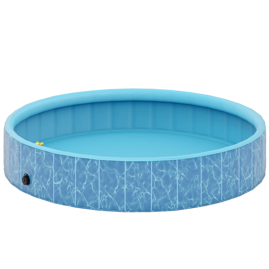 Hundepool Faltbar Planschbecken mit Brunnen- und Wasserpolsterdesign Ø160 x 30 cm Blau