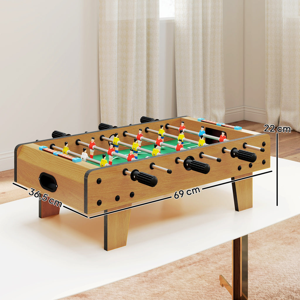 Tischfußball-Set, Kicker-Tisch, kompakte Holzstruktur, 2 Bälle, Scoreboards, Braun