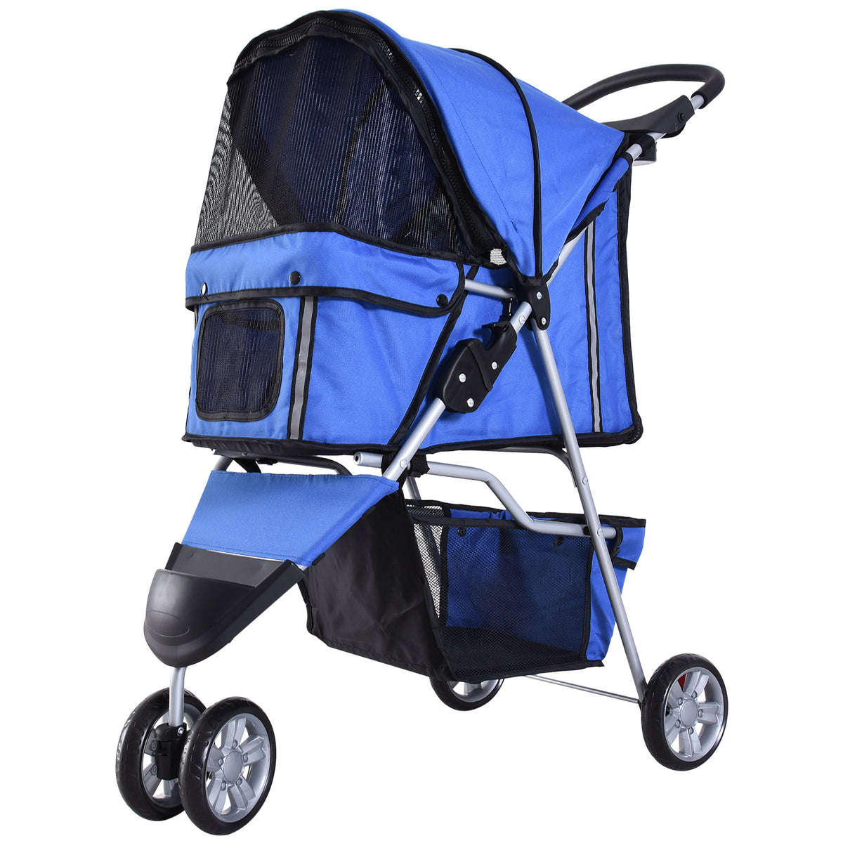 3 Wheel Pet Stroller for Small and Miniature Dogs, Blue