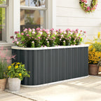 Hochbeet Metall 136 x 53 x 61 cm Tief Gartenbeet mit Schutzkanten Pflanzenetiketten Handschuhe Offenem Boden