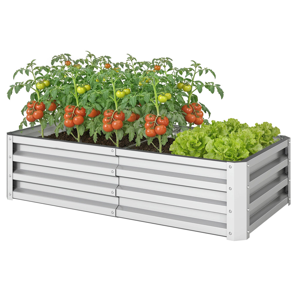 Raised Beds for Garden, Galvanized Outdoor Planters, for Herbs and Vegetables, Use for Patio, Backyard, Balcony, Silver
