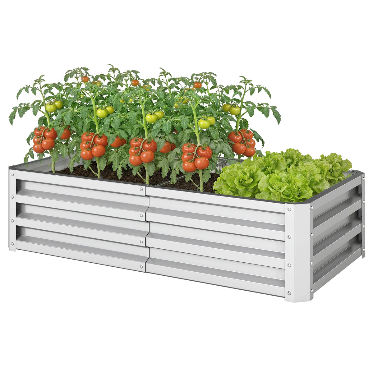 Raised Beds for Garden, Galvanized Outdoor Planters, for Herbs and Vegetables, Use for Patio, Backyard, Balcony, Silver