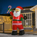 Aufblasbarer Weihnachtsmann mit LED-Beleuchtung inkl. Gebläse, Halteseilen, Bodenspieße, Sandsäcke,140cm x 85cm x 250cm