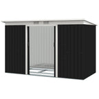 9ft x 4ft Metal Garden Shed, Waterproof Outdoor Bike Storage Shed Galvanised with Foundation Kit, Vents, Apex Roof and Lockable Double Doors for Patio Yard, Dark Grey