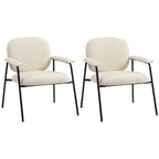 Modernes 2er-Set Sessel, Chenille-Bezug, gepolsterte Armlehnen, Metallgestell, cremeweiß