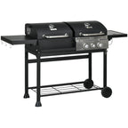 Gasgrill BBQ-Grill, inkl. Thermometer, Warmhalteplatten, 161 x 54 x 103 cm, Schwarz + Silber