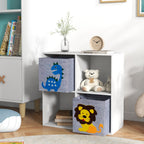 Aufbewahrungsregal für Kinder, Würfel, Schubladen, MDF, Kippschutz, Weiß