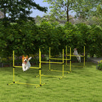 4 Pieces Dog Agility Training Equipment, Adjustable Height Jumps Hurdle with Carrying Bag for Outdoor, Yellow