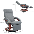 135¡ã Manual Reclining Swivel Chair, with Footrest - Grey
