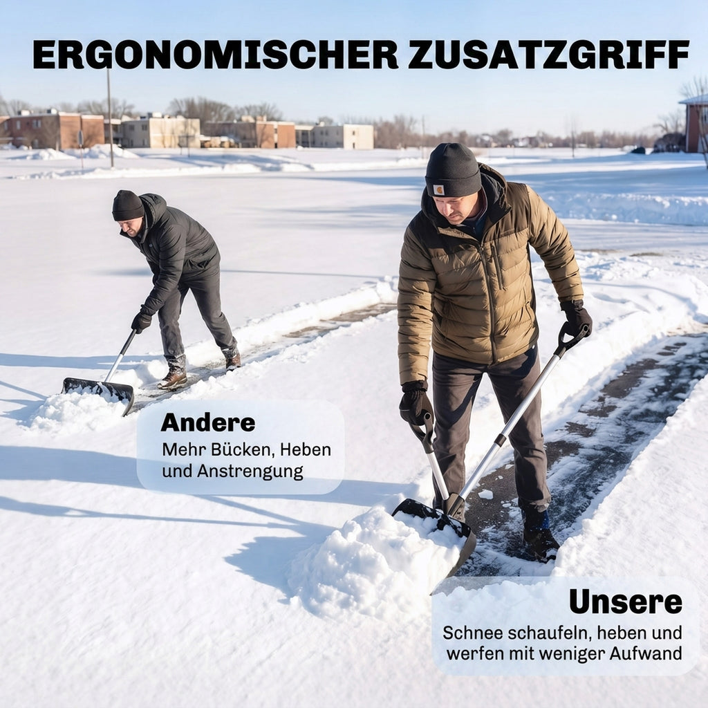 Heavy-Duty Snow Shovel with Assist Handle, Portable Snow Pusher with 45cm Wide Blade, Detachable Aluminium Handle