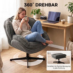 Relaxsessel mit Höhenverstellbaren Hocker, für Wohnzimmer, Grau