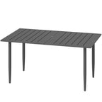 Gartentisch 150x90cm, Wetterfest Balkontisch aus Stahl, Balkontisch mit Schirmloch Schwarz