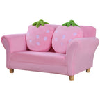 Kindersessel Kindersofa mit Korallenvlies-Optik, massiven Holzfüßen Sessel aus Schaumstoff Kinderstuhl für Kinderzimmer, Spielzimmer, 90 x 53 x 48cm, Rosa