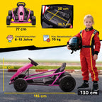 24 V Elektro Go-Kart für Kinder Bis 13 Km/h Gokart mit Drift-Funktion, Drift-Kart mit 2 Motoren für 8–12 Jahre Rosa