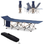 Feldbett, Camping-Bett, klappbar, wetterbeständig, ink. Tragetasche, 190 cm x 68 cm x 52 cm, Blau