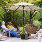 Sonnenschirm 270 cm knickbar Balkonschirm mit Kurbel UV 50+ Gartenschirm Cremeweiß