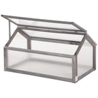 Wooden Cold Frame Garden Polycarbonate Greenhouse with Openable Top Cover, Grow House for Flowers, Vegetables, Plants, 90 x 52 x 50cm, Grey