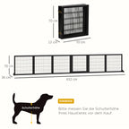 Wooden Pet Gate, Freestanding Dog Security Barrier with Two Support Feet - Black